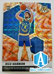 2020-21 Panini Mosaic Basketball NICO MANNION RC Orange Reactive Prizm Warriors #229